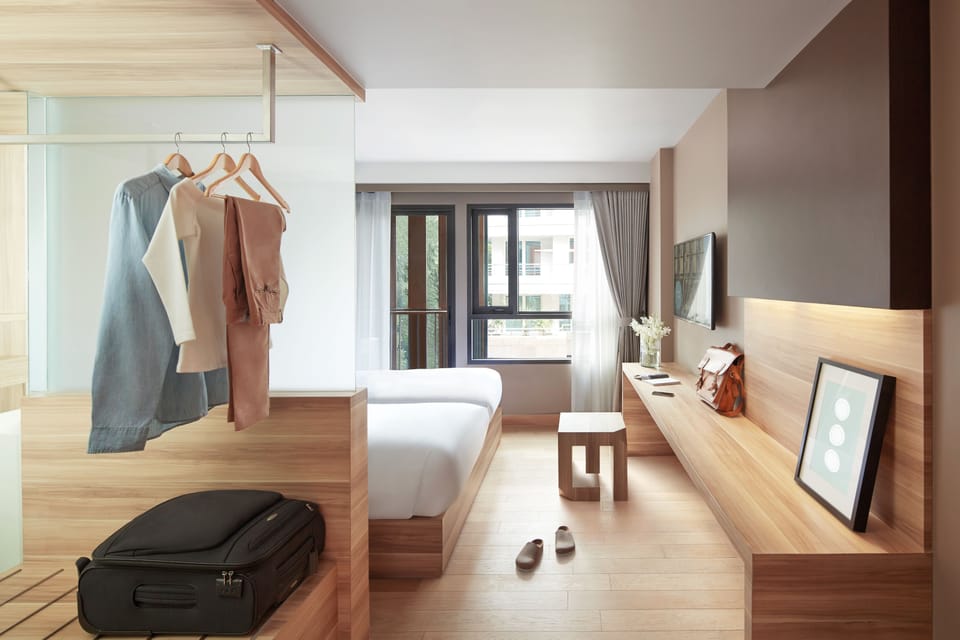 Room Type B - Double Happiness | In-room safe, desk, laptop workspace, blackout drapes