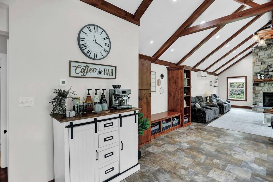 Coffee Bar! Keurig Kcup Maker, and Drop Coffee Pot, Grounds and Kcups are provided.
