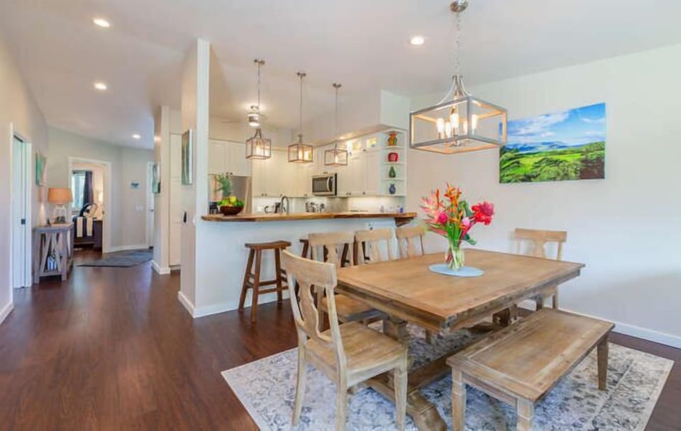 Expansive wooden floors and high end decor.