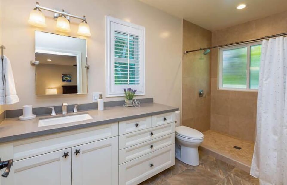 Newly remodeled private bath connected to bedroom suite 2