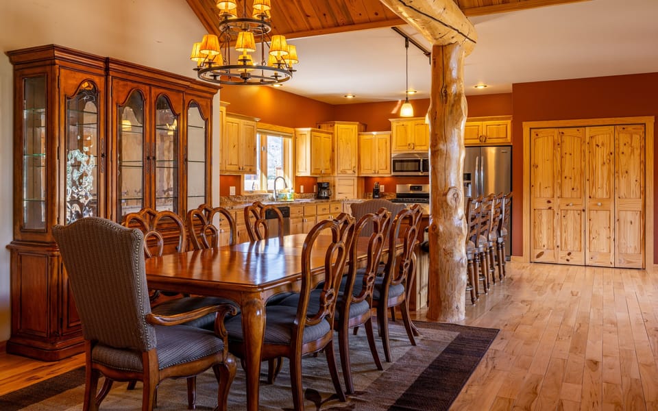 Dining area opens to living room and kitchen
