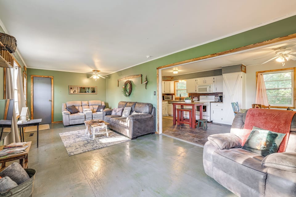 Living Area | Queen Air Mattress | Roku Smart TV | Electric Fireplace