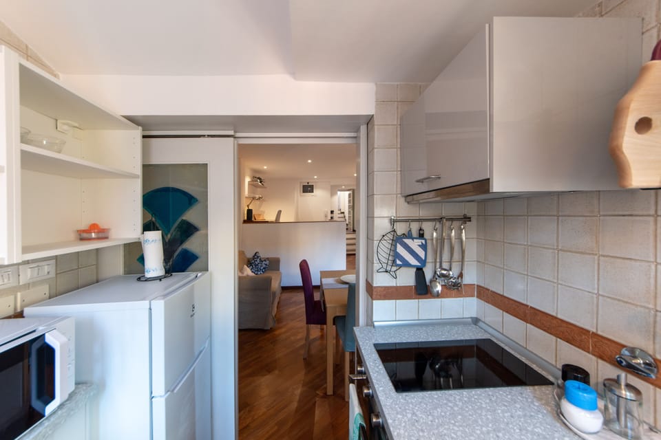 Apartment | Private kitchen | Full-size fridge, microwave, oven, stovetop