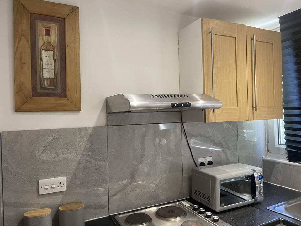 Apartment | Private kitchen | Fridge, microwave, oven, stovetop