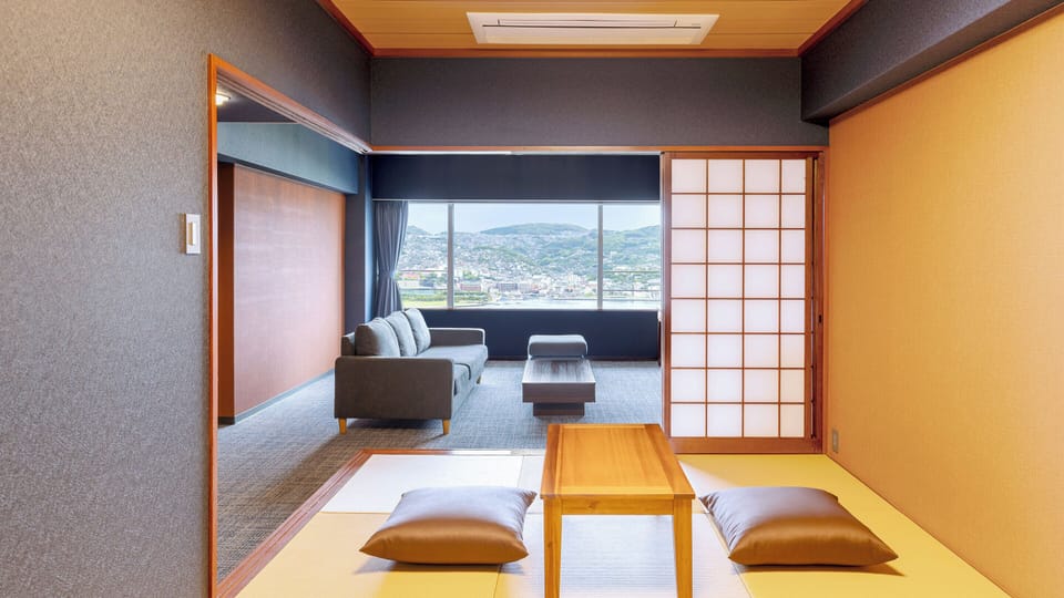 Superior Japanese-Western-Style-Room & Living Room (Top Floor),Indoor Bath,Non-Smoking | In-room safe, bed sheets