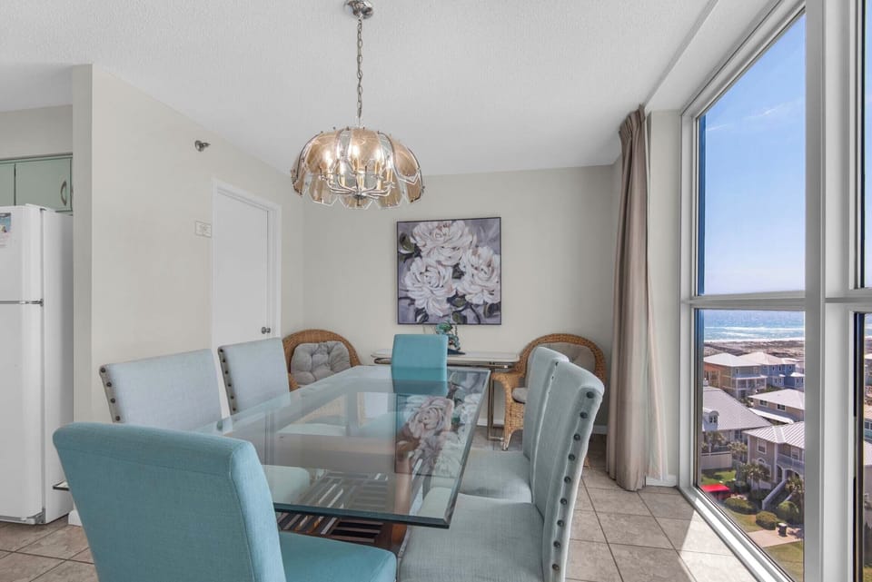 Dining table has seating for six