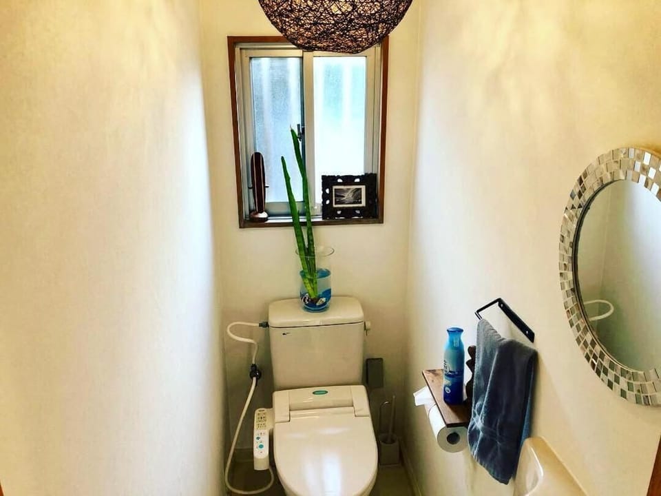 Separate tub and shower, free toiletries, hair dryer, slippers