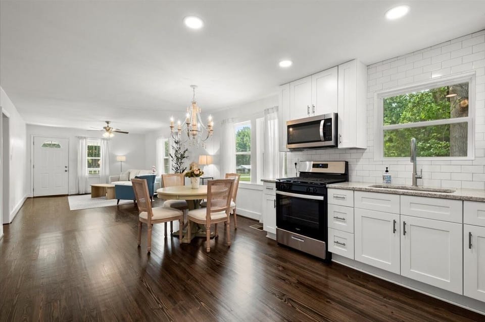Open concept for hanging out with family while cooking.