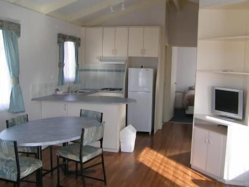 Mini-fridge, microwave, electric kettle