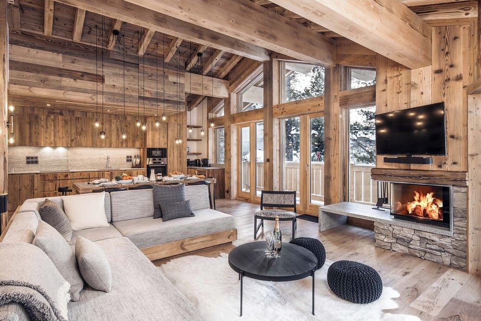 Wood is provided for the fireplace.