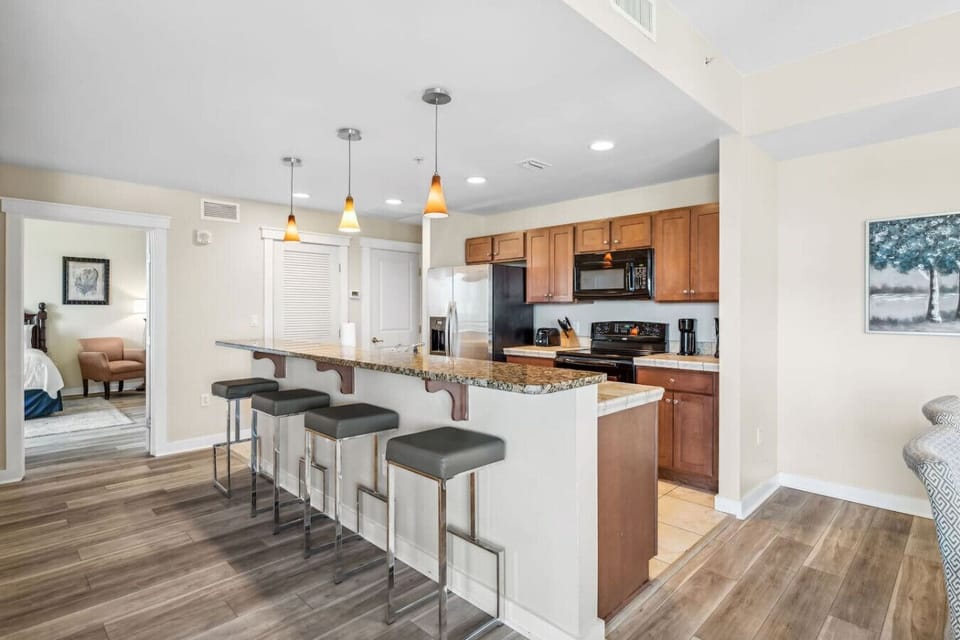 Fully Stocked Kitchen with Bar Seating