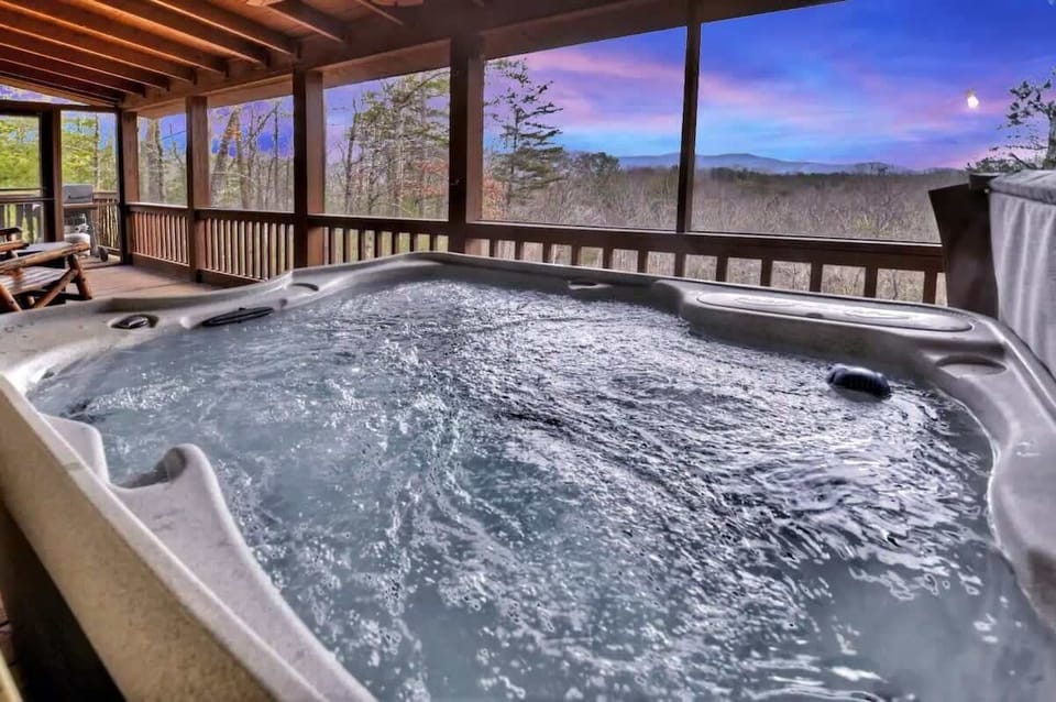 Relax in the hot tub under the stars.
