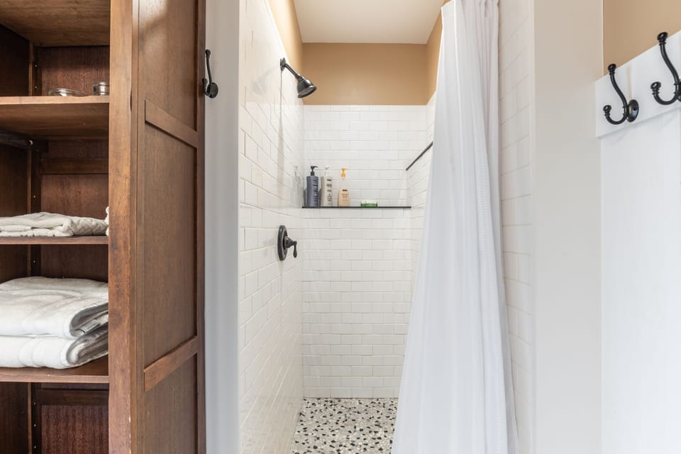 Shower in the primary ensuite.