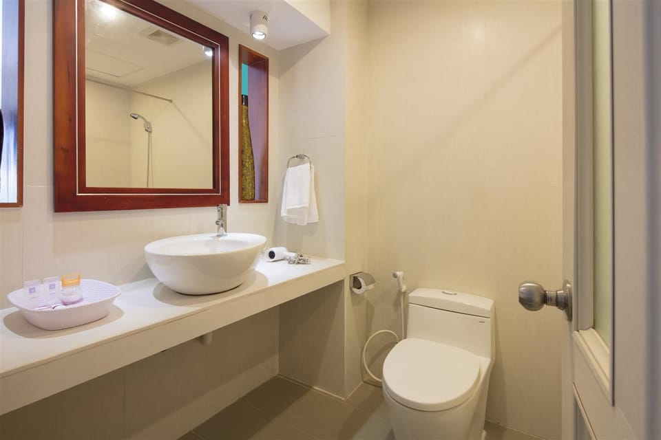 Free toiletries, hair dryer, slippers, towels