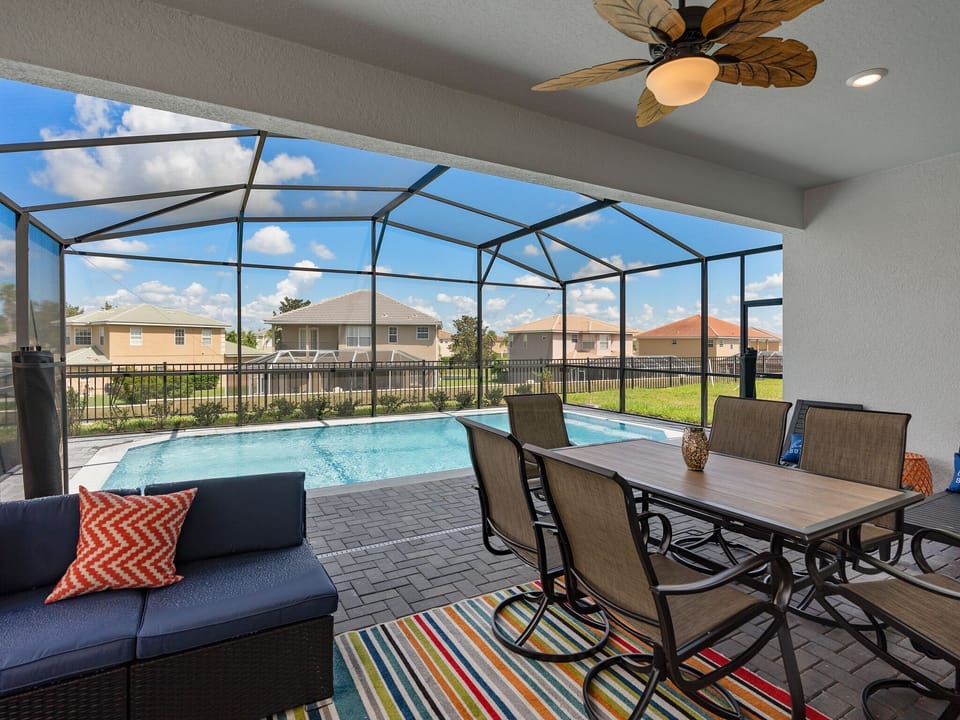 Pool area is elevated above rear neighbors