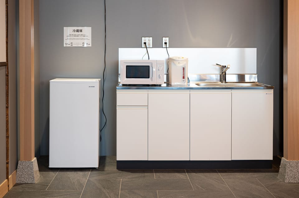 Shared fridge, microwave