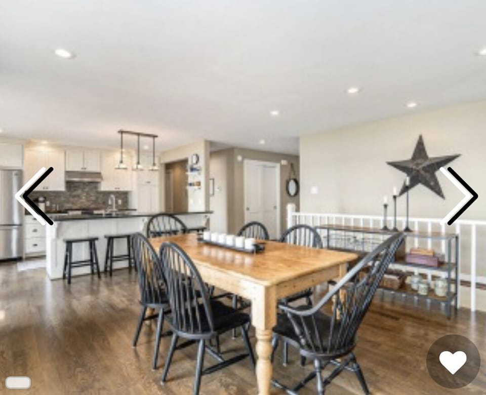 Main floor kitchen, dining and living space