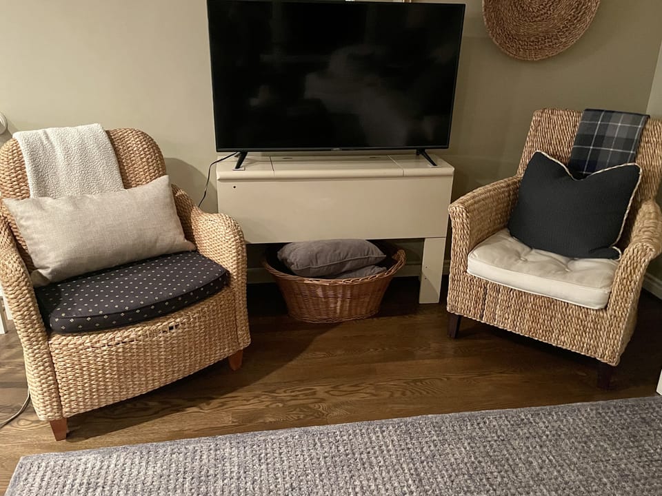 Main level family room with large smart tv