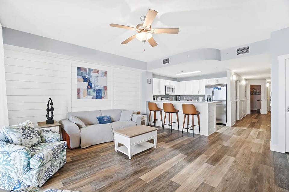 Living room to kitchen view