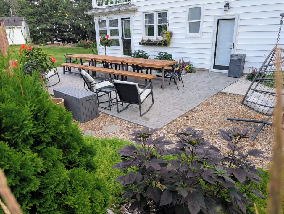 Patio area with rocking chairs
