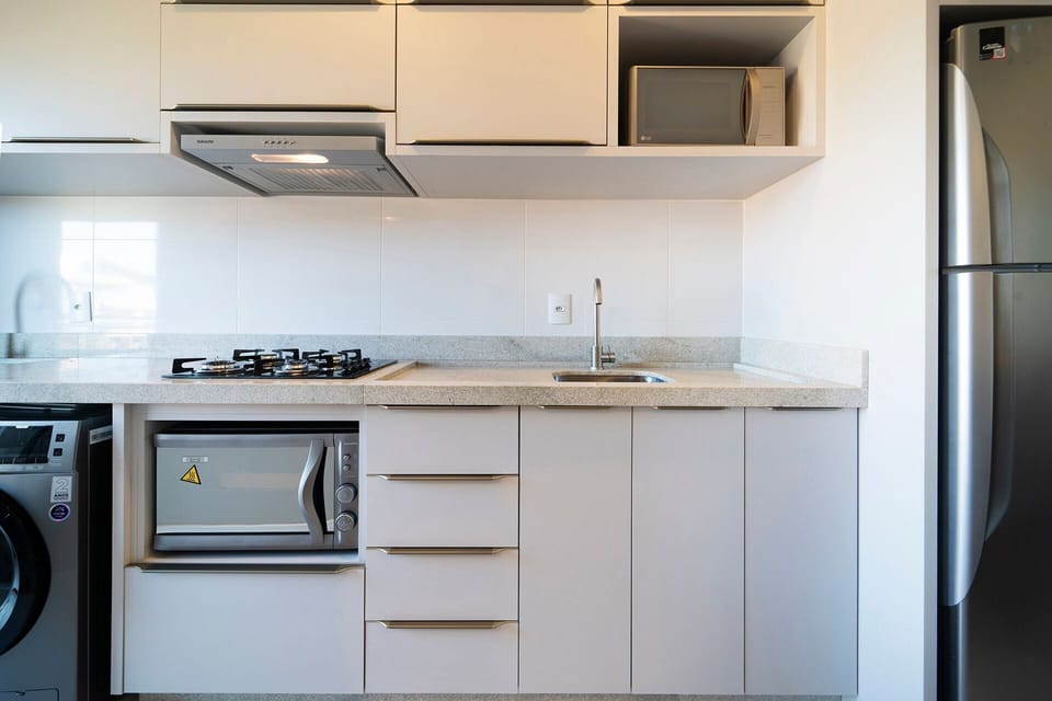 Apartment | Private kitchen | Fridge, microwave, stovetop, toaster