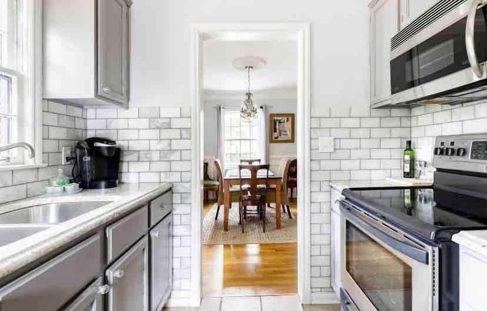 Our beautiful marble galley kitchen.