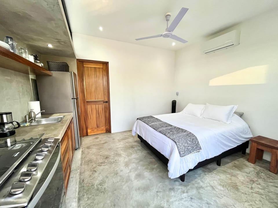 Both casitas have queen size beds, air conditioners and ceiling fans