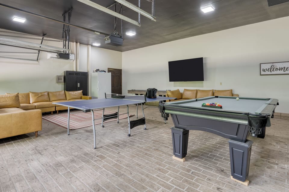Main home's converted garage game room.