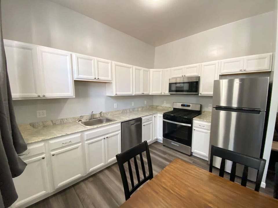 Includes a toaster, drip coffee pot and all cooking utensils and much more! You will find all the cleaning supplies you will need under the sink.
