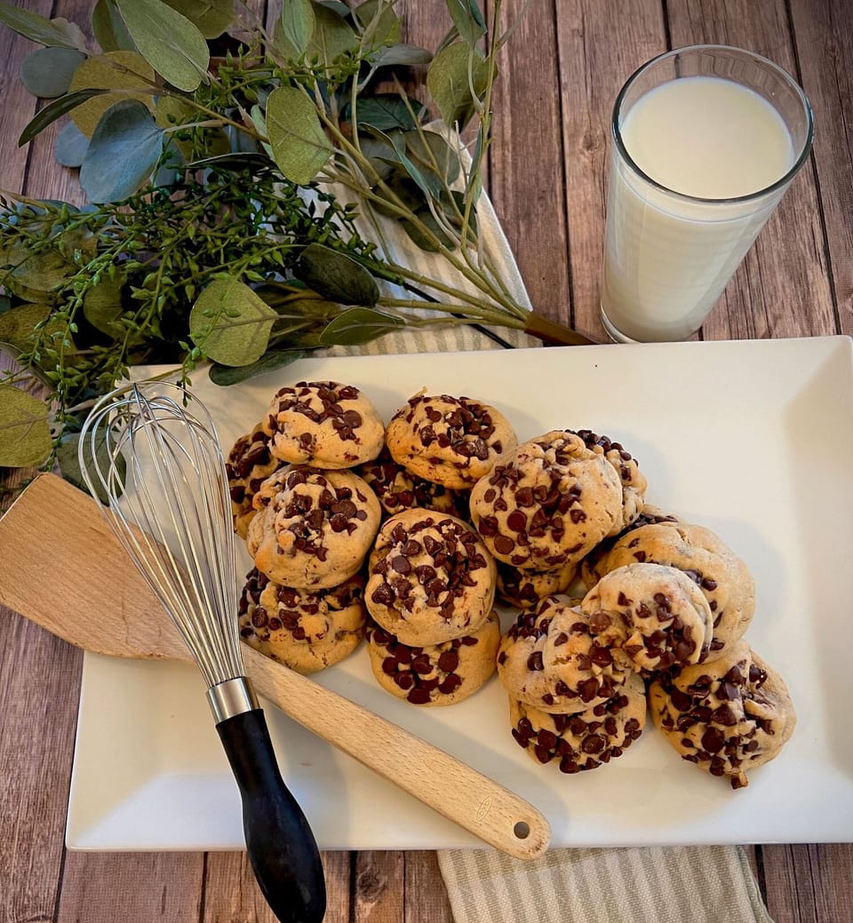 Delicious chocolate chip cookies are sourced Locally from Surely Sweet.  They are the best cookies I've ever had.