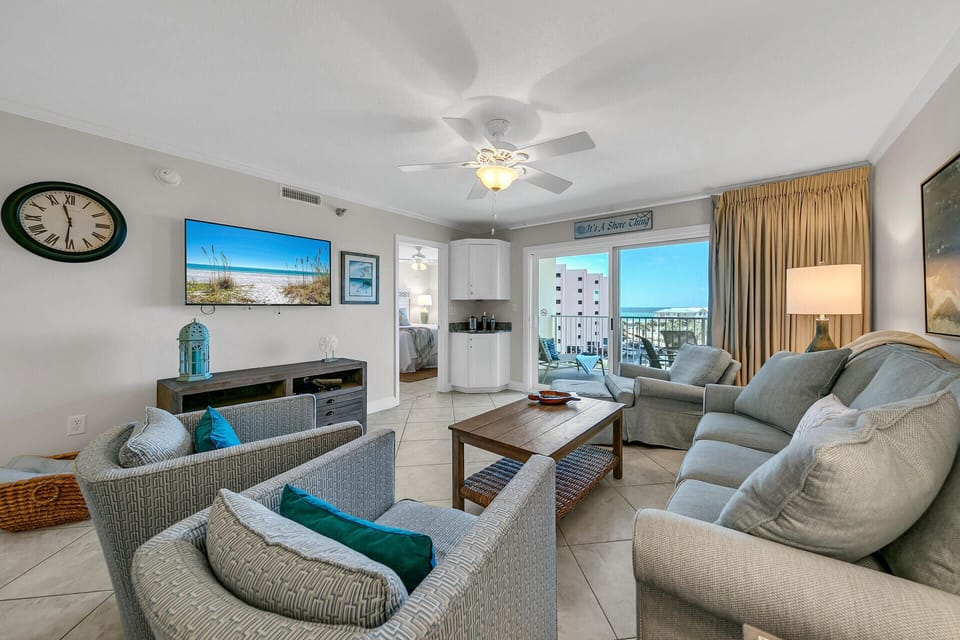 Welcome to Islander Beach Resort 513 - The Beach Retreat! Your bright living space offers gorgeous views and comfy seating for relaxing after beach days.