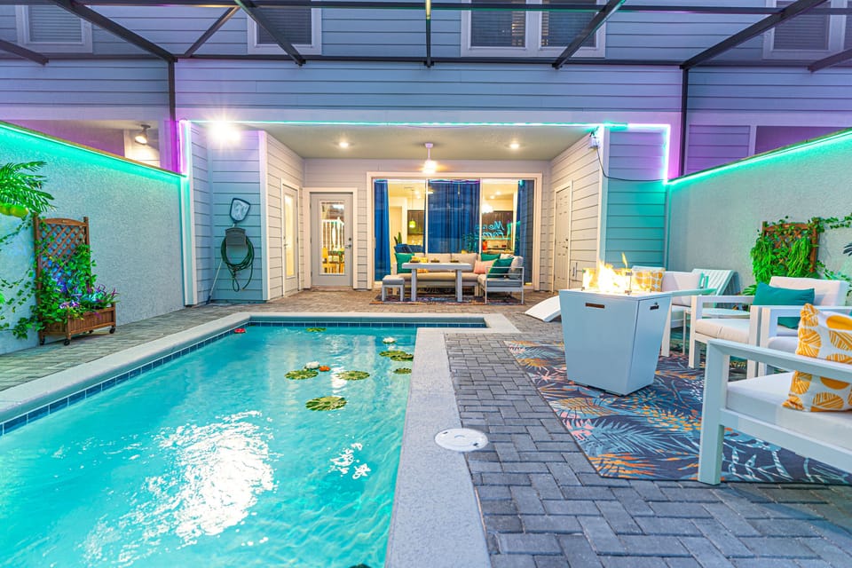 Enjoy your own private backyard and pool after a day at the theme parks.