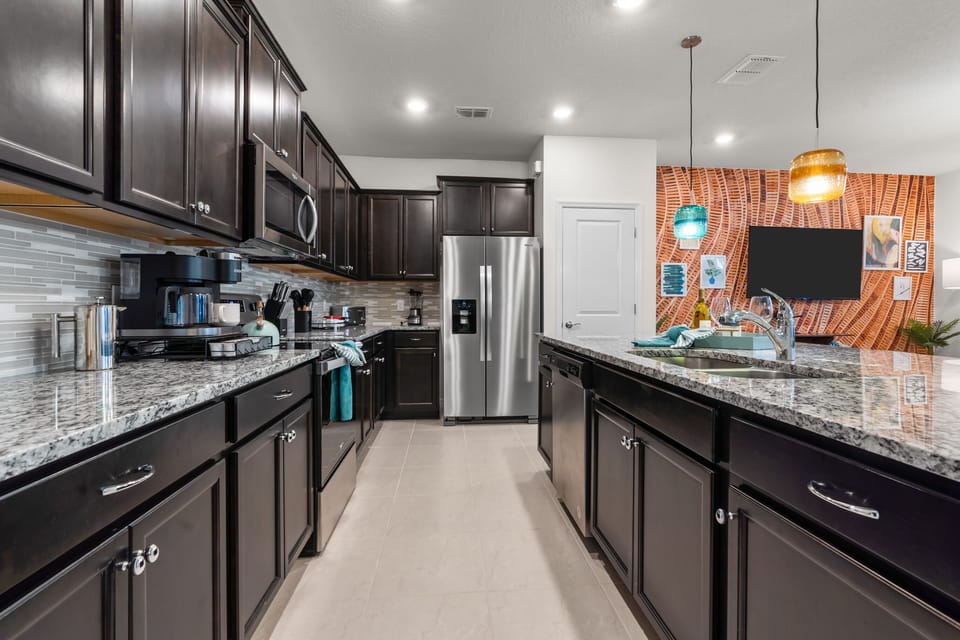 Our kitchen comes fully equipped so it's home away from home.