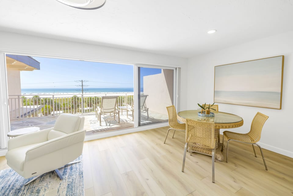 Dining area with ocean view.