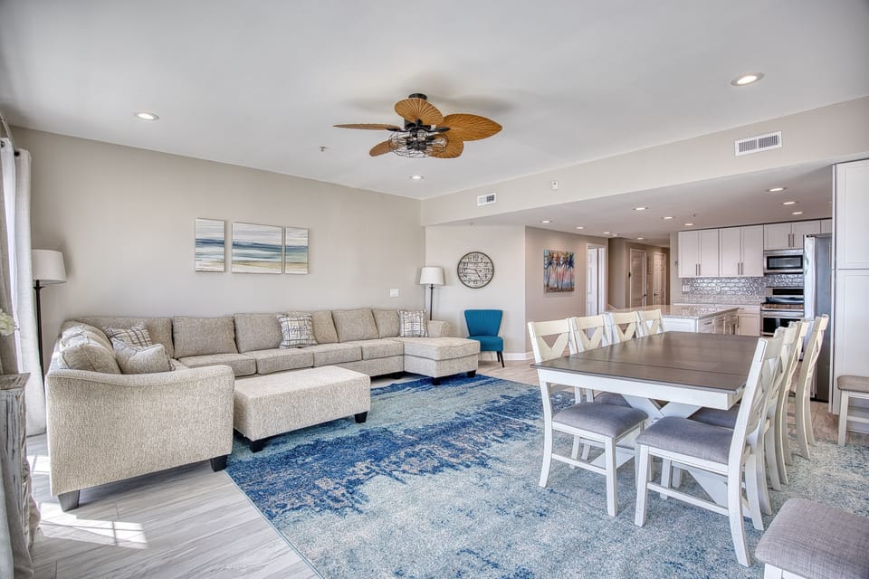 Living Room and Dining Room Table with Kitchen view