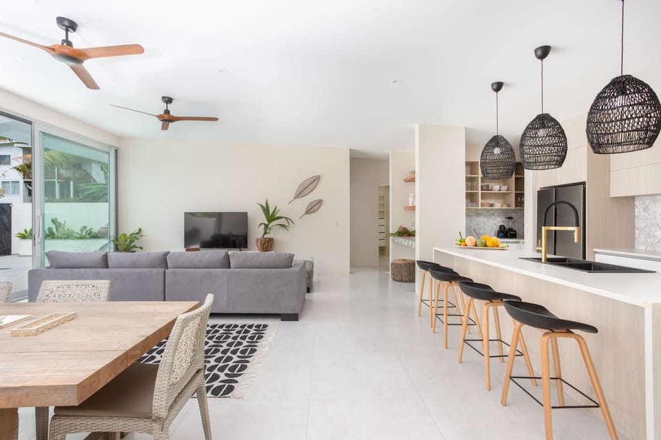 Luxury Villa | Private kitchen | Full-size fridge, microwave, oven, stovetop