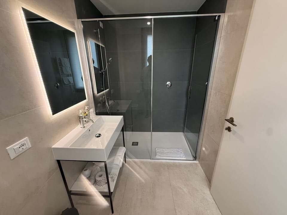 Shower, free toiletries, hair dryer, bidet