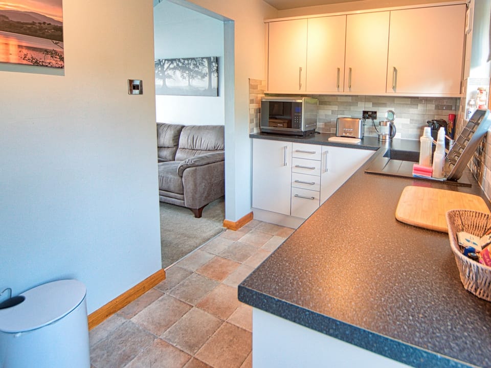 Fridge, electric kettle, toaster, cookware/dishes/utensils