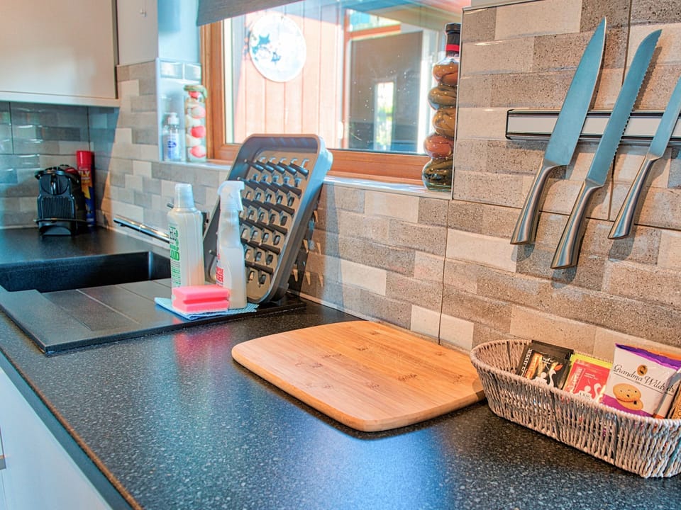 Fridge, electric kettle, toaster, cookware/dishes/utensils