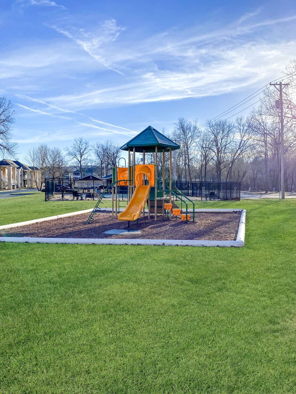 The playground is located right next to the marina.