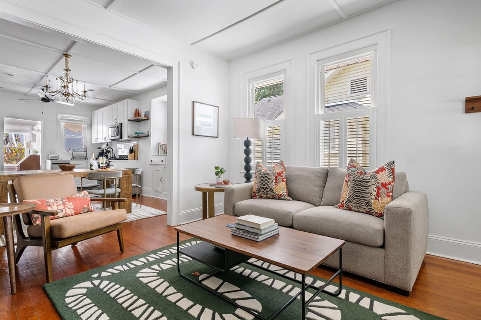 Living room with Smart TV and Fireplace
