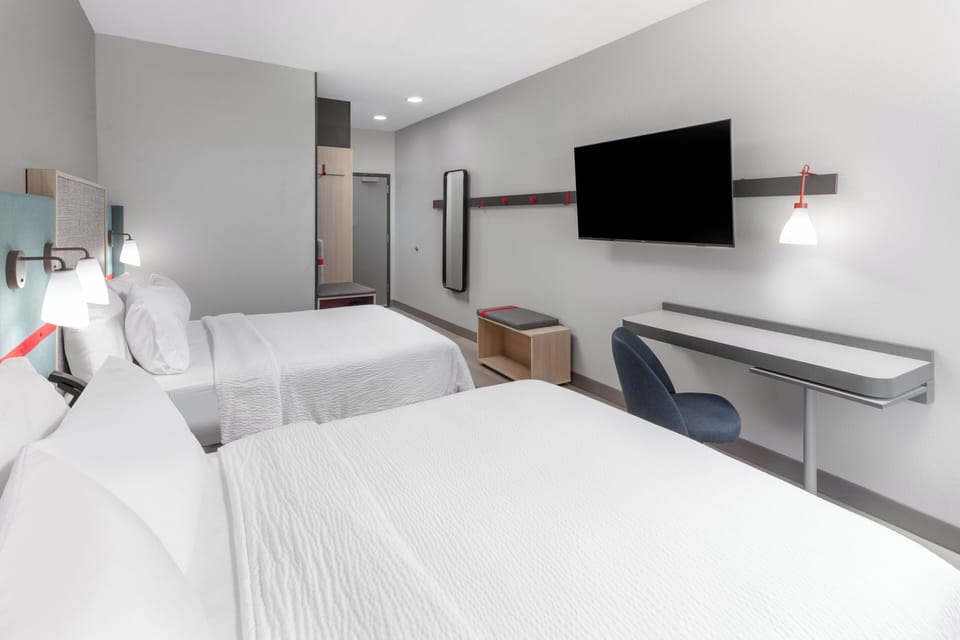 Standard Room, 2 Queen Beds | Desk, laptop workspace, blackout drapes, iron/ironing board
