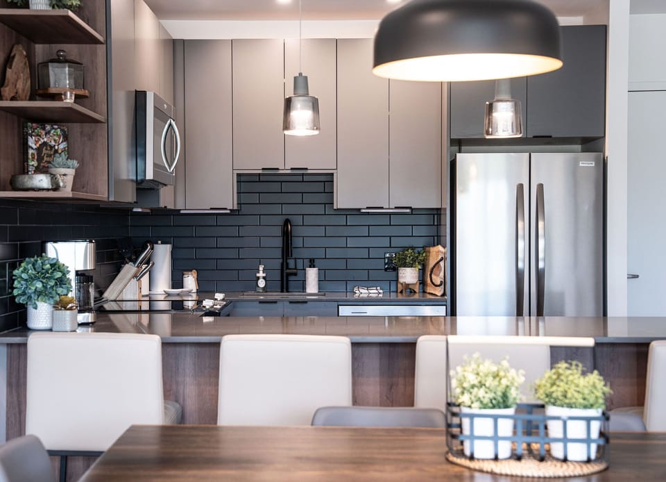 Condo | Private kitchen | Coffee/tea maker, full-size fridge, microwave, oven