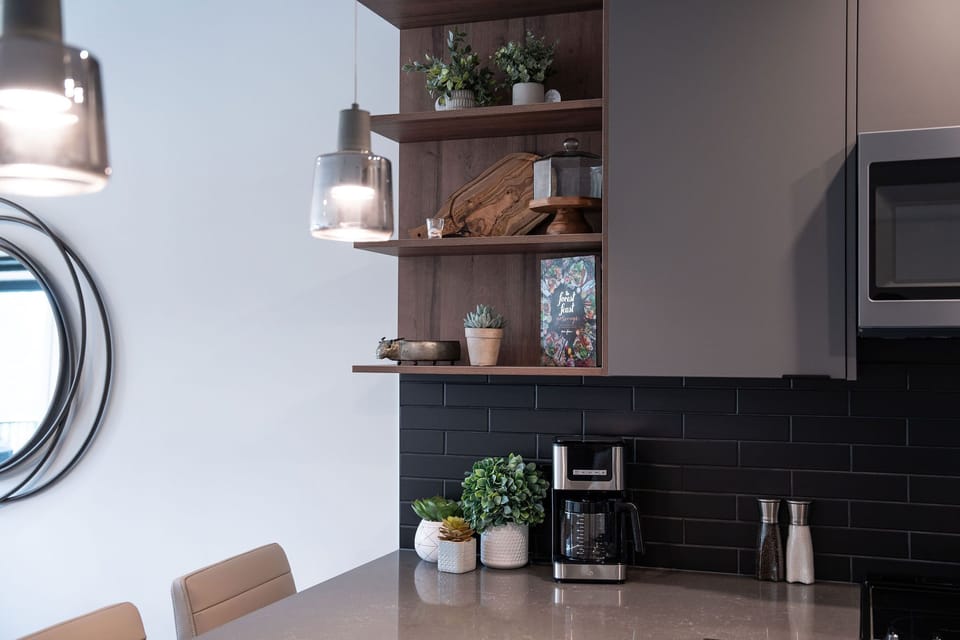 Condo | Private kitchen | Coffee/tea maker, full-size fridge, microwave, oven