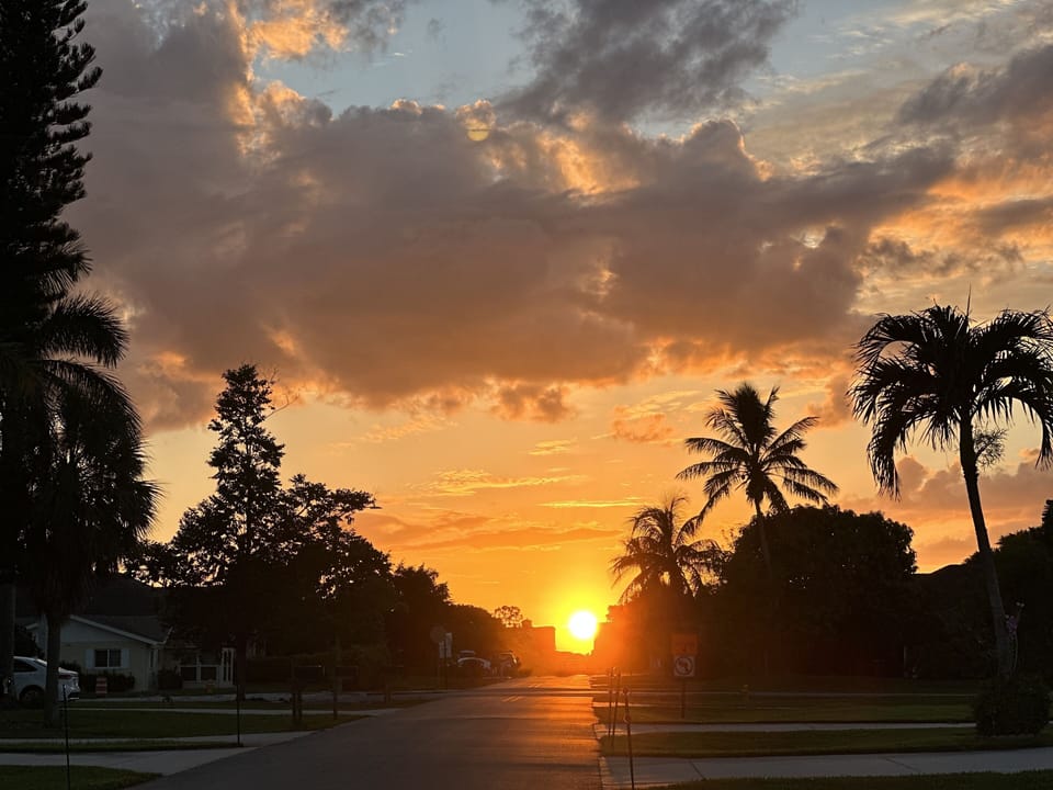 Beautiful sunset view from the driveway