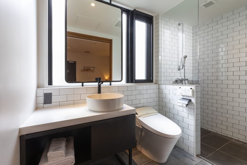 Shower, hair dryer, slippers, electronic bidet