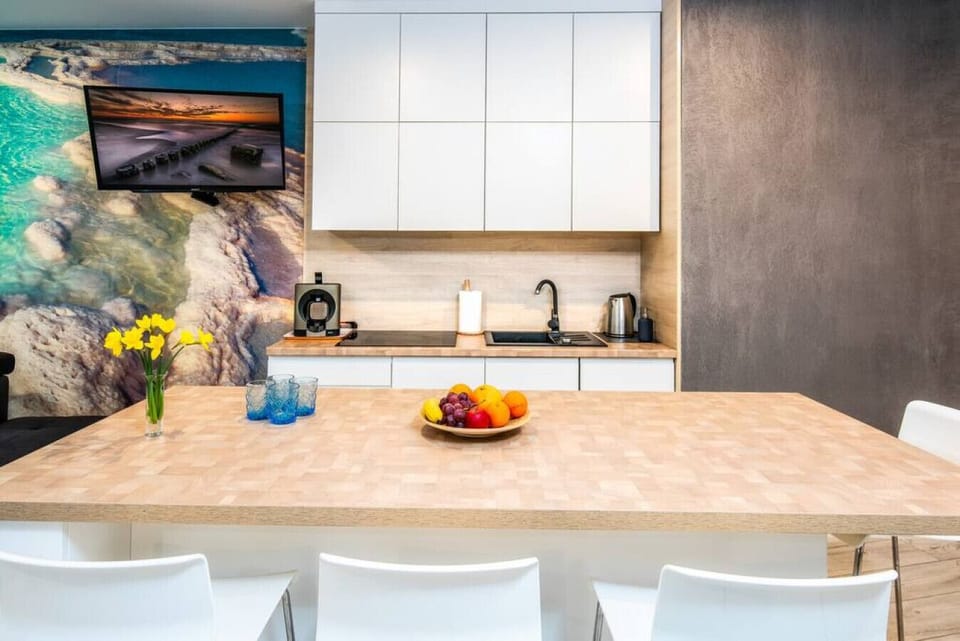 table in the kitchen of the Forest apartment