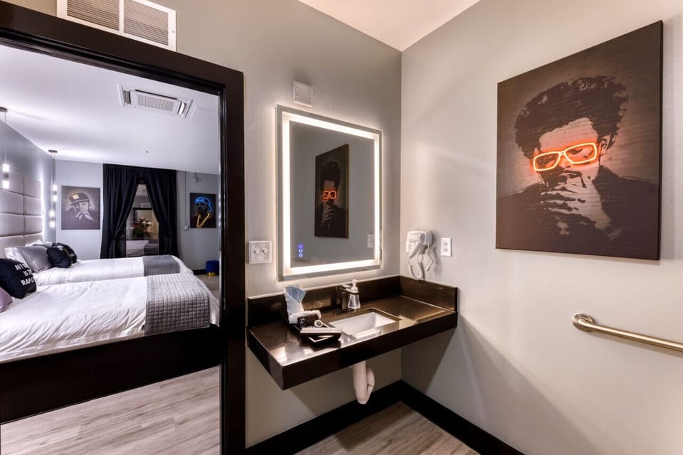 Vanity with LED Mirror & Custom Bella Toiletries