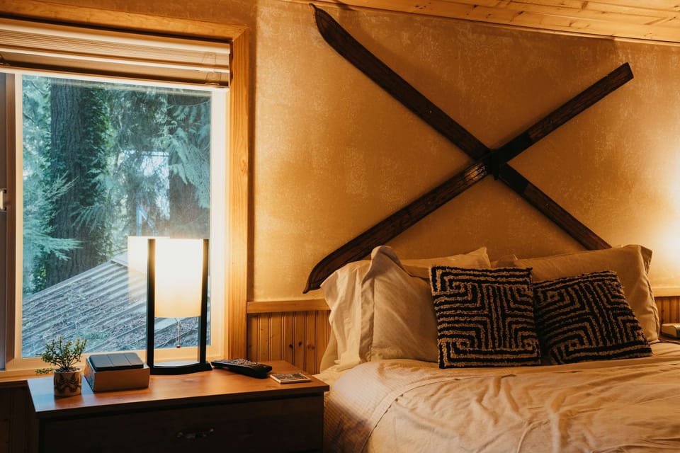 The upstairs bedroom has a plush mattress on the queen size bed, and it's own 3/4 bath. Your private suite!