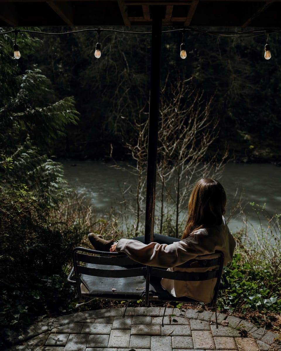 This awesome chair lift swing lets you enjoy the river view in the coolest possible way. :)